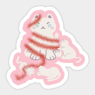 Tinsel Christmas Cats Sticker